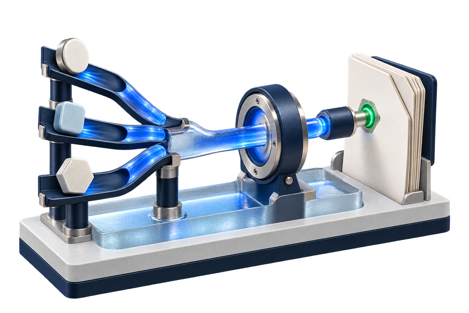 Multiple payment routes merging through a reconciliation gate into one matched invoice.